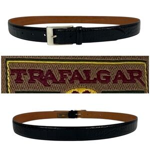 Trafalgar Mens 36 Black Embossed Italian Calfskin Leather Belt Made In USA Croc